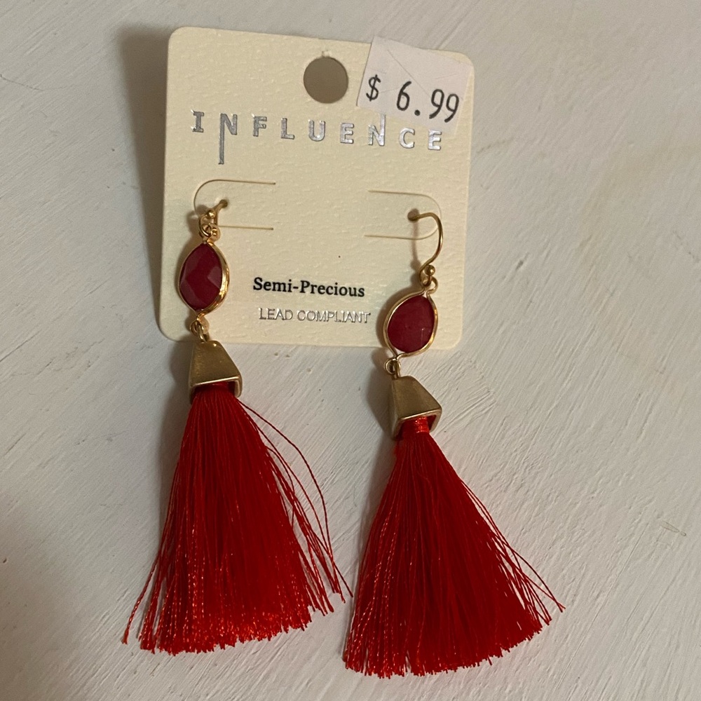 Red dangle earrings